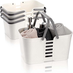 Portable Plastic Bath Shower Caddy Storage Basket Organizer with Handle