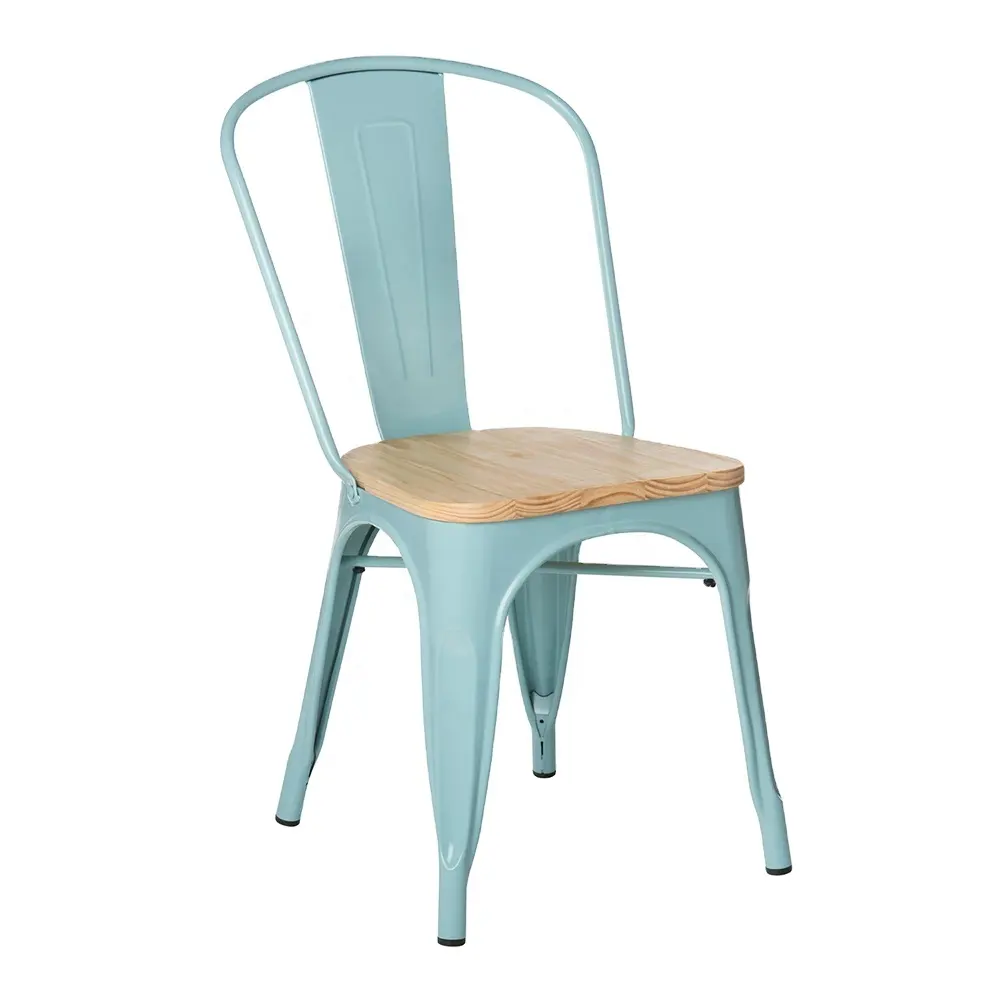 restaurant chair Indoor Outdoor Stackable Cafe Chairs with Wood Seat