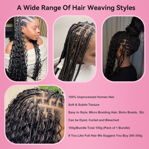 <span class=keywords><strong>Capelli</strong></span> Umani per Trecce Boho, Ricci Birmani, Extension di <span class=keywords><strong>Capelli</strong></span> Umani Ricci per Trecce Senza Nodi Bohemien, Extension di <span class=keywords><strong>Capelli</strong></span> Ricci in Bulk - Product Image 6