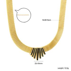 Collar de cadena ancha hueca chapado en oro de 18 quilates al por mayor, joyería de acero inoxidable, collar impermeable que no se deslustra - Product Image 2