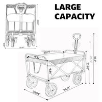 Chariot pliable robuste de 150 L, capacité de charge de 360 lb, portable avec roues pour l'extérieur