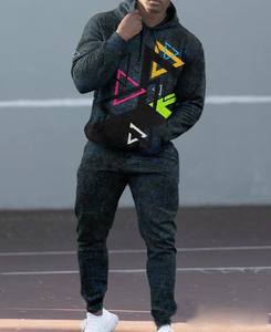 En stock, survêtement respirant en polyester/coton pour homme, mode automne, couleurs assorties, décontracté, impression 3D, sweat à capuche - Product Image 4