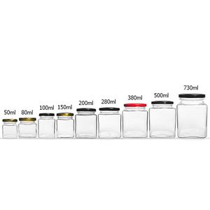 Jar tái chế vuông vuông vuông thủy tinh nhà bếp thực phẩm miễn phí hình vuông mật ong Jar - Product Image 1