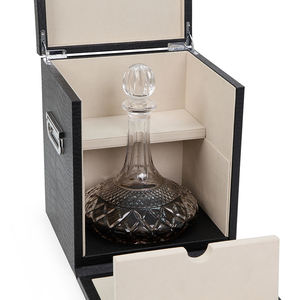 Boîte à whisky en cuir <span class=keywords><strong>vide</strong></span> de qualité supérieure faite à la main avec serrure Boîtes en verre de qualité supérieure - Product Image 2