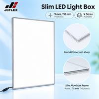 Boîte à lumière LED ultra-mince à cadre en aluminium, panneau en verre trempé avec bande lumineuse pour publicité A4 A3 A2 A1
