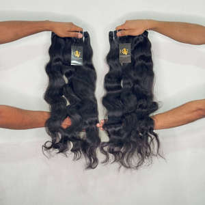 Vente en gros cheveux bruts alignés sur les cuticules du temple indien vierge cheveux humains brésiliens vendeurs de cheveux bruts ondulés cambodgiens super ondulés naturels - Product Image 1