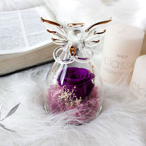 Statuette di Angeli in Vetro, Regalo di Rose per Signora, Rose Conservate in Cupola di Vetro, Regalo di Rosa Eterna per la Festa della Mamma - Product Image 3