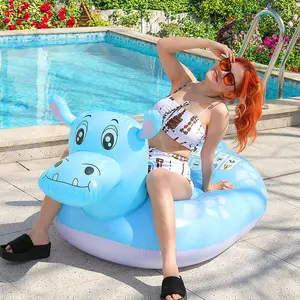 Factory wholesale hot selling hippo shape pool floats inflatable pool floats