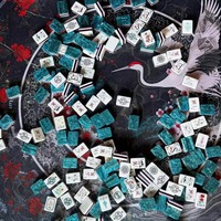 Ensemble de Mahjong de Luxe Ava Factory, Tuiles de Mahjong Américaines en Acrylique Gravées Personnalisées, Bleu Céladon, pour Soirée de Jeu en Famille, Cadeau