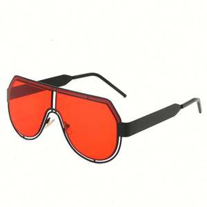 Lunettes de soleil rétro pour hommes et femmes, monture large, rouge, UV400, lentille monobloc, surdimensionnées, nouvelle collection 2020, vente chaude - Product Image 1