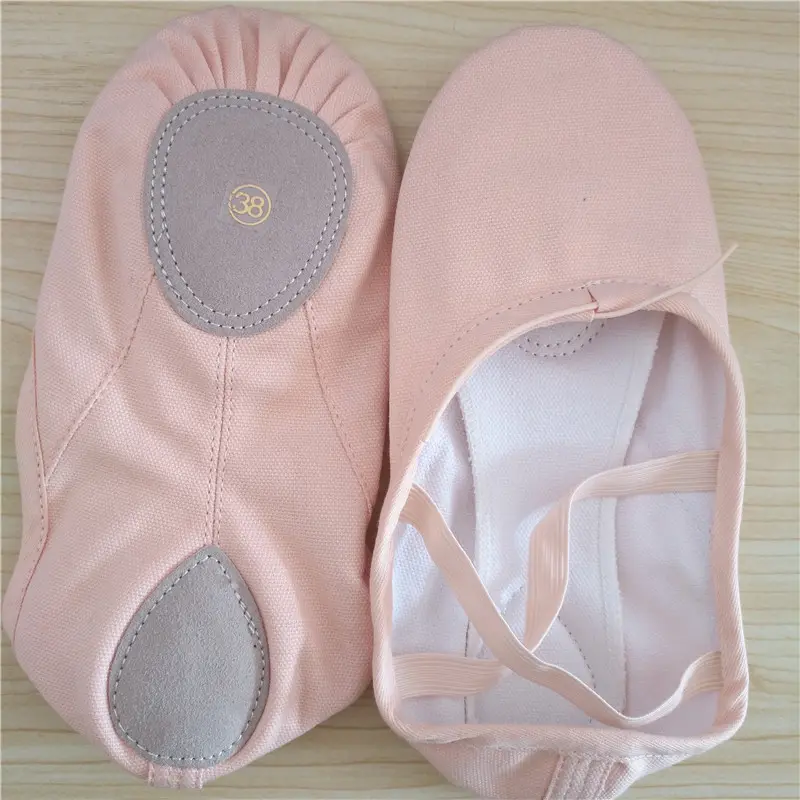 Grosir Sandal Balet Lembut Kanvas Sol Terpisah Kualitas Tinggi Sepatu Balet Anak-anak Pink Perempuan