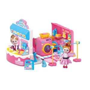 Juego de simulación de rol para niños y niñas, lavadora de ropa preescolar, juguetes con muñecas y accesorios, novedad - Product Image 1