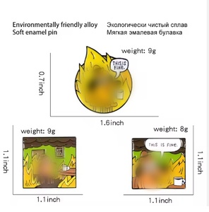 Offre Spéciale : Épingles en émail amusantes 'This Is Fine' pour chiens, épingles uniques style anime, épingles mignonnes café et thé pour veste - Product Image 3