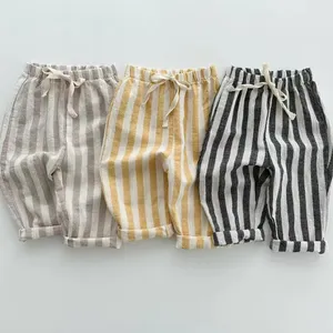 Nuovi pantaloni da bambina in cotone Casual per bambini pantaloni lunghi a righe larghi