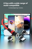Kabel Data Magnetik 7PIN Micro-USB PD 20W 3A Pengisian Cepat Tiga-dalam-Satu Daya Tarik Magnetik Rotasi 540 Derajat Selubung Nilon