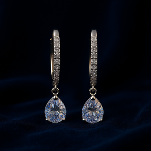 Orecchini Pendenti Ovali E720 in Argento 925 con Cristalli e Strass, Gioielli Classici da Sposa per Donna - Product Image 2