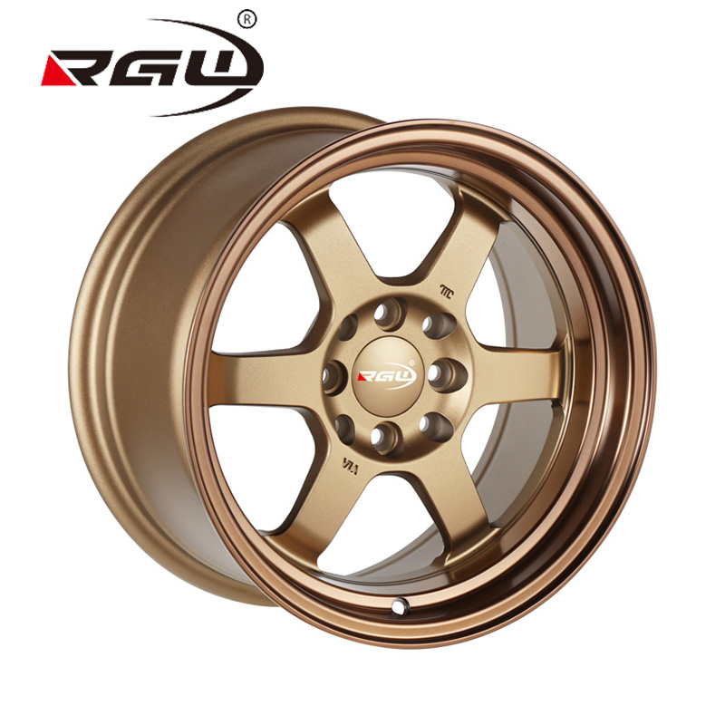 6082 Classic Gold Sport Car Rim 17x8 4 Lugs 5 Bolt 5x114.3 4x100 Pcd 17 Inch Universal Alloy Wheels Mags Suv Rims With 4 Bolts