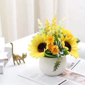 Nordic Style White Flowerpot Set New Simulation Sunflower Home Decoration Wedding Thanksgiving <b>Wall</b> Hanging Plastic - Product Image 4