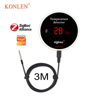 Capteur de température intelligent Zigbee Tuya pour maison connectée, sonde externe de 3 m, thermomètre numérique Smart Life, alarme à distance pour pièce, eau, piscine