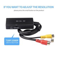 Soporte 1080P PAL/NTSC RCA AV a HDMIAdapter Compuesto a HDMIConverter Compatible con WII U/PS One PS2/3 STB Xbox VHS