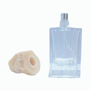 ขวดน้ำหอมแก้วทรงสี่เหลี่ยมทันสมัยพร้อมฝาหยกสีเหลืองอุ่น - Product Image 1