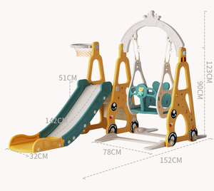 Tobogán de Plástico 3 en 1 con Columpio para Uso en Interiores en Jardín de Infancia, Parque Deportivo y Centro Comercial - Equipo de Juegos para Bebés - Product Image 3