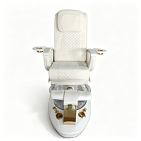 Fauteuil de pédicure de luxe, station de pédicure spa, fauteuil de massage des pieds inclinable électrique avec bol en verre et lumière LED pour salon de beauté des ongles