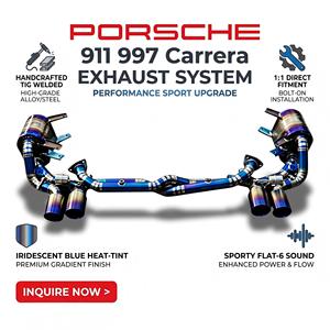 Sistema de Escape Vortex Titanium Blue con Válvulas para Porsche 911 997 Carrera con Silenciadores Laterales y Puntas Cuádruples - Product Image 1