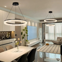 Lustre LED de luxe léger italien pour salon et restaurant, forme anneau, télécommande, gradation progressive, fabricants de Zhongshan