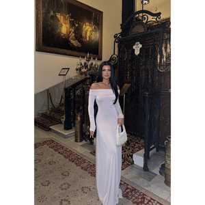 Versatile Beige <b>Long</b> Sleeve Basic <b>Dress</b> Floral Translucent Knee-Length Elegant Trendy <b>for</b> Everyday Work Club <b>Party</b> Size XS to XL - Product Image 5