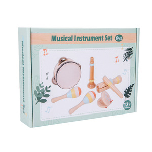 8pcs Wooden Montessori Infant and Toddler Early Education Soothing Bed Bell Toy Baby Hand-held Bell Rattle Instrument Set