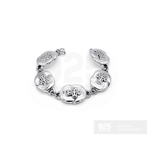 สร้อยข้อมือเงินแท้ 925 ลายกางเขน สไตล์คลาสสิกสำหรับผู้ชาย เหมาะสำหรับเป็นของที่ระลึกทางศาสนา - Product Image 2