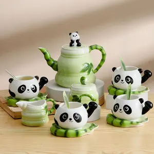 Sản Phẩm Mới Sáng Tạo Dễ Thương Giá Trị Cao Panda Trung Quốc Tea Set Cho Quà Tặng Doanh Nghiệp Men Gốm Tea Set