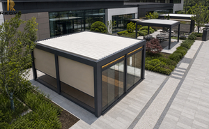 Outdoor Pergola with Manual Motor Dual Drive, Fully Rainproof Structure, Hidden Drainage and Retractable Screens for Commercial - Product Image 4