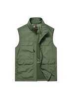 Gilet d'extérieur personnalisé pour homme avec logo, 1 pièce MOQ, veste multi-poches décontractée pour photographie et pêche, printemps-automne