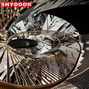 Rampe d'escalier en verre en <span class=keywords><strong>acier</strong></span> inoxydable 304, design moderne et épuré pour villa, avec finition artisanale - Product Image 3