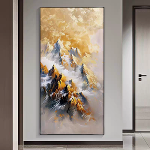 Bán Buôn Lớn 3D Vàng Đỉnh Núi Nhà Tường Nghệ Thuật 2025 Hiện Đại Dọc Treo Phong Cảnh Pha Lê Sứ Sơn - Product Image 3