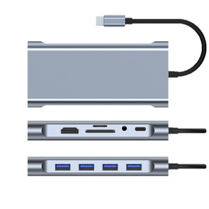 Cổng kết nối đa năng <span class=keywords><strong>USB</strong></span> Type-C hợp kim nhôm OEM 11 trong 1, hỗ trợ HDTV, <span class=keywords><strong>VGA</strong></span>, thẻ TF/SD, jack 3.5mm, USB3.0, dành cho PC và Laptop - Product Image 3