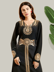 Arab Long Sleeve Embroidery Muslim Glory Abaya Dress Muslim <strong>Black</strong> <strong>Kaftan</strong> - Product Image 5