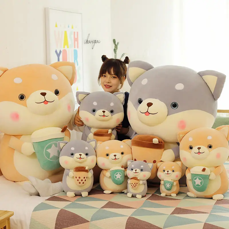 IN STOCK soft cute kawaii Boba Bubble Tea Cup Plush Pillow stuffed animal boba Dog Plush Toy