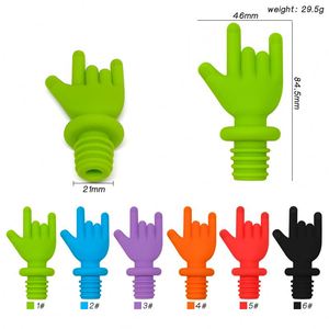 Wholesale Creative Rock Gesture Silicone <b>Wine</b> Stopper Reusable Food Grade Leak-proof Bottle Plug Sealer Fun Party Barware Gift - Product Image 2
