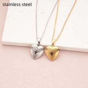 Stainless Steel Classic Heart-Shaped Openable <b>Photo</b> <b>Frame</b> Pendant Necklace Engraved Heart Lock Gold Silver Collar De Acero - Product Image 4
