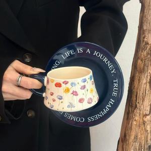 Lelyi Tasses et soucoupes en porcelaine de <span class=keywords><strong>coquelicot</strong></span> de haute qualité Vintage français Petite <span class=keywords><strong>tasse</strong></span> à café fraîche de luxe légère et créative de grande valeur - Product Image 1