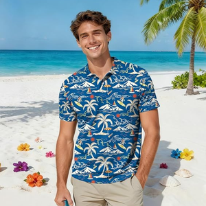 Camisa Polo Hawaiana de Playa para Hombre, Estampado Tropical de Verano, Manga Corta, Informal, para Vacaciones, Aloha, Resort - Product Image 4