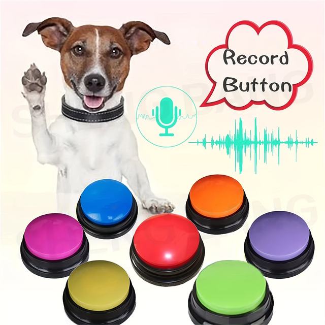 Doe Pet Pet Doggy Speech Voice Answering Recording Recordable Animal Dog Sound Training Smart Talking Buttons Buzzers Toy Button