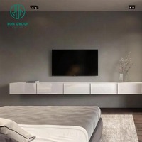 High-End-nordische Villa Hotel Luxus Senior grau Stoff King-Size-Queen-Bett mit weißen TV-Ständer Kopfteile Möbel Schlafzimmer-Set
