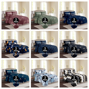 Luxe hiver flanelle polaire Sherpa couette ensemble Borrego couverture Jacquard roi ensemble de literie 3 pièces couette Borrego pour l'hiver - Product Image 1