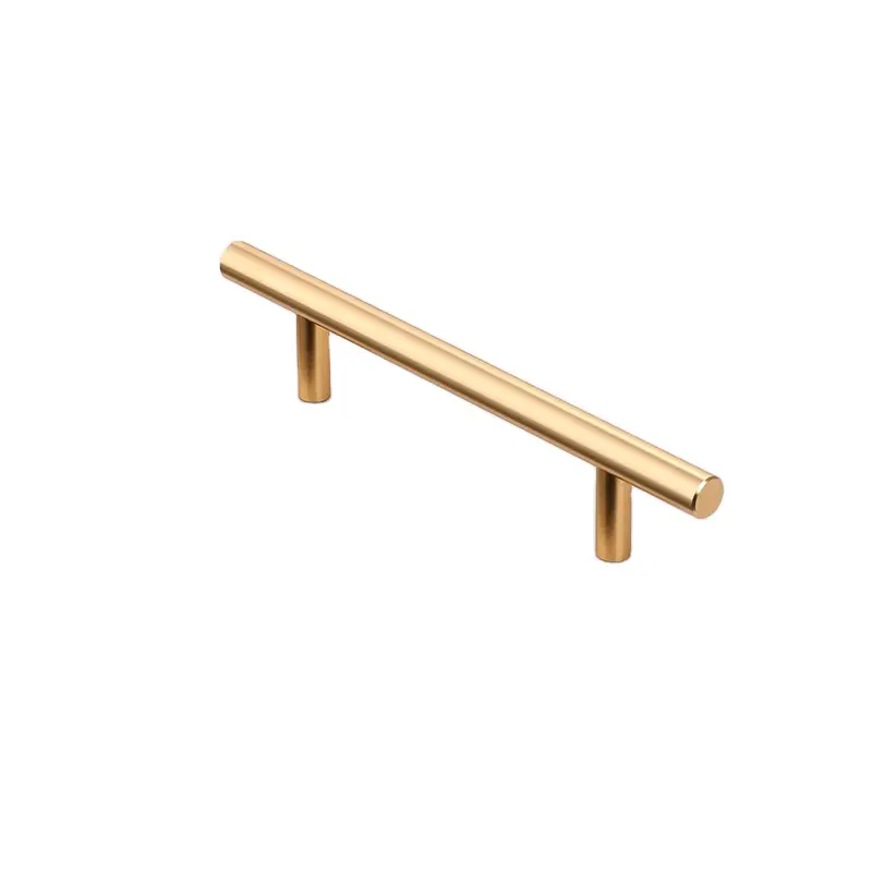Moderne hochwertige Möbelgriffe Gold gebürstet Massiv Messing T-Streifen-Griff Möbel Griff Schranktür Ziehring