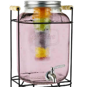 Le MEILLEUR grand pot en verre de 2 gallons avec robinet + cadre pour les fêtes, les banquets : parfait pour les rassemblements d'automne, le cidre, la <span class=keywords><strong>sangria</strong></span> - Product Image 1