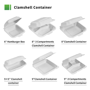 Caja para llevar hamburguesas con tapa abatible, apta para microondas, lavavajillas y refrigerador, de 17 oz/500 ml, hecha de almidón de maíz PSM, ecológica y desechable. - Product Image 2
